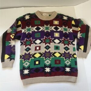 Vintage Heather tweed size extra large sweater, knitted by hand pullover retro